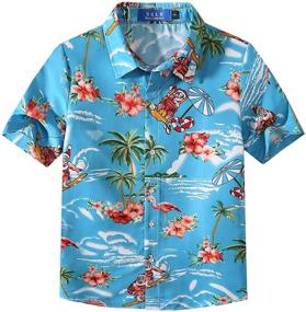 img 4 attached to 🌺 Boys' Hawaiian Clothing and Tops: SSLR Flamingos Button Sleeve Tees & Shirts