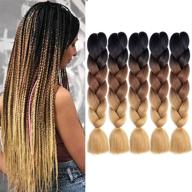 msbelle 5 packs ombre crochet braiding hair - twist braids hair for black women, 24 inch ombre braids, 100g/pcs logo