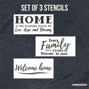 img 4 attached to 🎨 Painting Stencils Pack of 3, 12x6 inch, Wood Painting Stencils, Farmhouse Sign Stencils, Letter Stencil Painting Kit, Welcome Word Stencils for Wood Painting