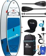 🏄 abahub inflatable sup 10'6" x 34"x 6": blue/gray/orange/pink paddleboard with carbon fiber paddle, kayak seat - versatile for yoga, paddle boarding, kayaking, surfing, canoeing, and fishing logo