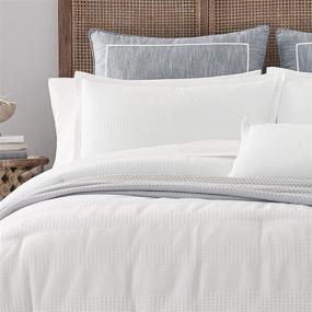 img 2 attached to 🛌 Nautica Hampton Collection - Cozy & Breathable King Size Comforter Set, White - Cotton Blend Waffle Weave Texture, Reversible, Matching Shams - 3-Piece Bedding Set