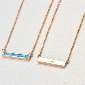 img 1 attached to Stunning Opal Pendant Necklace: Women's White Gold Plated Thin Bar Design by CiNily for Girls