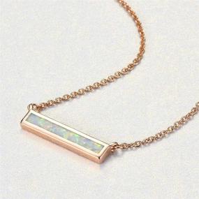 img 3 attached to Stunning Opal Pendant Necklace: Women's White Gold Plated Thin Bar Design by CiNily for Girls