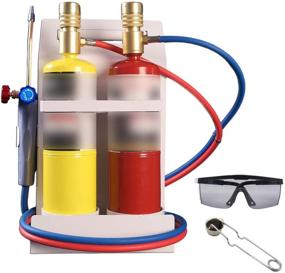 img 4 attached to 🔥 High-Quality Oxygen MAPP Torch Kit: Pressure Meter, Tank Support, Glasses, and Flint Spark Lighter (Gas Cylinders Sold Separately)