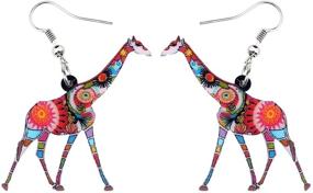 img 4 attached to Colorful and Elegant Giraffe Dangle Earrings: A Novelty Jewelry Gift for Women, Girls, and Ladies - WEVENI Acrylic Collection