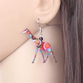 img 3 attached to Colorful and Elegant Giraffe Dangle Earrings: A Novelty Jewelry Gift for Women, Girls, and Ladies - WEVENI Acrylic Collection