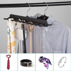 img 3 attached to 👔 SMARTAKE 2 Pack Tie Racks: 360 Degree Rotating Belt Holder with 20 Hooks - Black