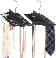 👔 smartake 2 pack tie racks: 360 degree rotating belt holder with 20 hooks - black логотип