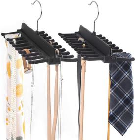 img 4 attached to 👔 SMARTAKE 2 Pack Tie Racks: 360 Degree Rotating Belt Holder with 20 Hooks - Black