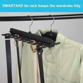 img 2 attached to 👔 SMARTAKE 2 Pack Tie Racks: 360 Degree Rotating Belt Holder with 20 Hooks - Black