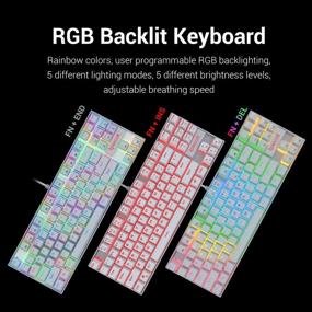img 2 attached to 🎮 Игровая клавиатура Redragon K552 60% компактная, 87 клавиш Кумара с механическими переключателями Cherry MX Blue для Windows PC геймеров - RGB подсветка белого цвета