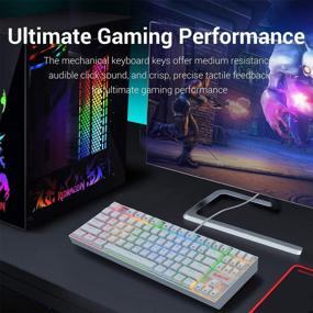 img 3 attached to 🎮 Redragon K552 Gaming Keyboard 60% Compact 87 Key Kumara Mechanical with Cherry MX Blue Switches for Windows PC Gamers - RGB Backlit White