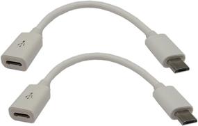 img 4 attached to 4 Inch USB Micro Male to Female Sync & Charging Extension Cable (2 Pack White) by zdyCGTime