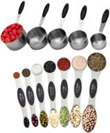 plerise 5 measuring cups and 7 magnetic stainless steel spoons kit - 12 piece set for accurate dry and liquid ingredient measurement (black) logo