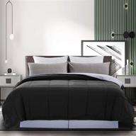 🖤 downcool queen size reversible down alternative comforter - all season ultra soft duvet insert with 4 loops - box stitched - machine washable - black/gray logo