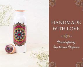 img 3 attached to 🧘 Classy Mandala Print Pure Copper Water Bottle - Leakproof Design, Ayurvedic Natural Wellness - 32 Oz (950ml) - Peak Life, Ideal for Sports, Yoga, Fitness