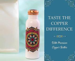 img 2 attached to 🧘 Classy Mandala Print Pure Copper Water Bottle - Leakproof Design, Ayurvedic Natural Wellness - 32 Oz (950ml) - Peak Life, Ideal for Sports, Yoga, Fitness