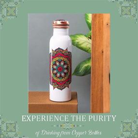 img 1 attached to 🧘 Classy Mandala Print Pure Copper Water Bottle - Leakproof Design, Ayurvedic Natural Wellness - 32 Oz (950ml) - Peak Life, Ideal for Sports, Yoga, Fitness