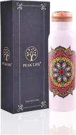 🧘 classy mandala print pure copper water bottle - leakproof design, ayurvedic natural wellness - 32 oz (950ml) - peak life, ideal for sports, yoga, fitness logo