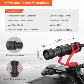 img 2 attached to 🎥 Comica CVM-VM10II Camera Microphone: Professional Cardioid Shotgun Mic with Shock Mount for DSLR Camera, Camcorder, Smartphone - Ideal for Vlogging and Video Recording (Red)