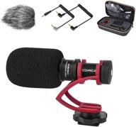 🎥 comica cvm-vm10ii camera microphone: professional cardioid shotgun mic with shock mount for dslr camera, camcorder, smartphone - ideal for vlogging and video recording (red) logo