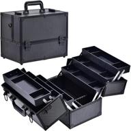 💼 costravio 14-inch professional aluminum makeup train case: large black cosmetic organizer with jewelry storage, shoulder strap, lockable trays & keys for travel logo