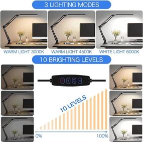 img 3 attached to 💡 MontaChri LED Swing Arm Desk Lamp with Clamp – Eye-Caring Metal Architect Table Desk Lamp for Home Office with 3 Modes, 30 Brightness Levels, Memory Function, and USB Adapter