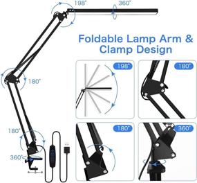 img 1 attached to 💡 MontaChri LED Swing Arm Desk Lamp with Clamp – Eye-Caring Metal Architect Table Desk Lamp for Home Office with 3 Modes, 30 Brightness Levels, Memory Function, and USB Adapter