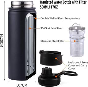 img 3 attached to ☕ Stainless Steel Insulated Travel Mug with Removable Tea Strainer - Infuser Bottle Tumbler in Black