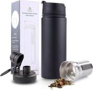 ☕ stainless steel insulated travel mug with removable tea strainer - infuser bottle tumbler in black логотип