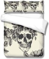 💀 king size 3pc duvet cover set - death skull bedding set logo