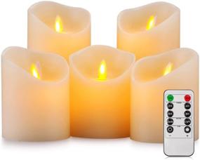 img 4 attached to 🕯️ Pandaing Flameless Flickering LED Candles Set of 5 – Real Wax Pillar Candles with Remote Control and 2 4 6 8 Hours Timer