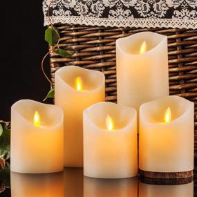 img 1 attached to 🕯️ Pandaing Flameless Flickering LED Candles Set of 5 – Real Wax Pillar Candles with Remote Control and 2 4 6 8 Hours Timer