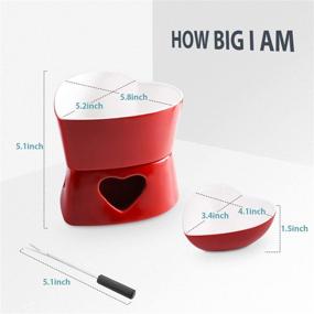img 2 attached to 🍫 Enhanced Size and Upgraded Zen Kitchen Fondue Pot Set, Ceramic Glazed Fondue Set for Chocolate or Cheese Fondue – Ideal Housewarming or Birthday Gift Idea (Cherry Red)