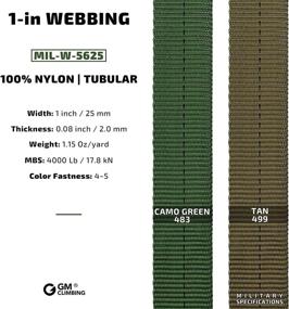 img 3 attached to Durable GM CLIMBING 1 inch MIL-W-5625 Nylon Tubular Webbing: Perfect for Outdoor Climbing, Rescue, and Tie Down Activities - 30Ft/10 Yards Length