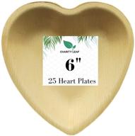 🍃 biodegradable heart shaped palm leaf plates - perfect for catering, charcuterie boards, bbqs, and parties - pack of 25, 6 inch heart plates logo