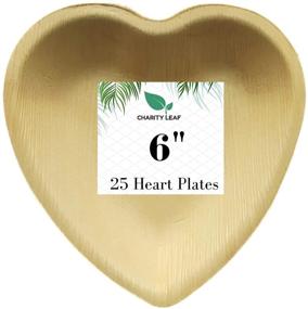 img 4 attached to 🍃 Biodegradable Heart Shaped Palm Leaf Plates - Perfect for Catering, Charcuterie Boards, BBQs, and Parties - Pack of 25, 6 Inch Heart Plates