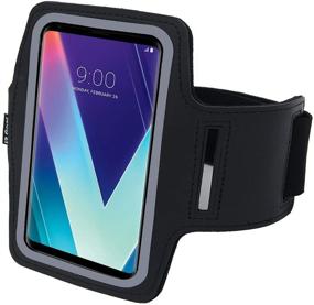 img 1 attached to 📱 i2 Gear Cell Phone Armband Holder for LG V50, V40 ThinQ, V35 & V30 - Secure Your Device with Reflective Strap and Key Holder