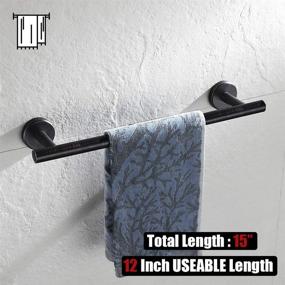 img 2 attached to 👉 JQK 12 Inch Oil Rubbed Bronze Towel Bar - Rustic Stainless Steel Towel Rack Wall Mount for Bathroom - 15 Inch Total Length (TB110L12-ORB)