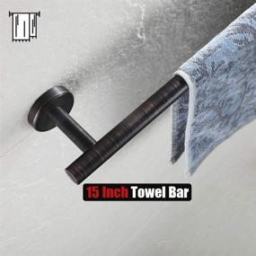 img 1 attached to 👉 JQK 12 Inch Oil Rubbed Bronze Towel Bar - Rustic Stainless Steel Towel Rack Wall Mount for Bathroom - 15 Inch Total Length (TB110L12-ORB)