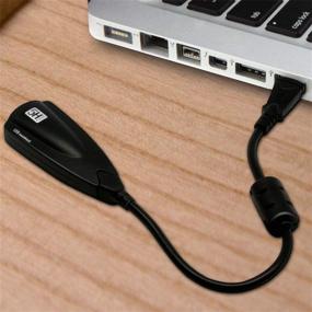 img 1 attached to 🎧 Usee USB Audio Adapter: External Stereo Sound Card with 3.5mm Mini Headphone Microphone Jack - Compatible with Win7 XP Mac PC Laptop (Black)