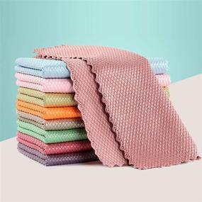 img 3 attached to 🧽 10 Pack Nanoscale Cleaning Cloth: Streak-Free Miracle Cloths for Effective Fish Scale Microfiber Polishing & Cleaning - Reusable Lint-Free Absorbent Towel (10 pcs, 12 x 16 inch)