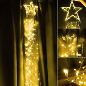 img 1 attached to 344LEDs Christmas Star String Lights - Battery Operated Curtain Lights String, 13.1 Ft Outdoor Fairy Star Lights Waterproof, 8 Modes, Timer with Remote Control - Ideal for Indoor/Outdoor Use, Holiday Tree, Yard