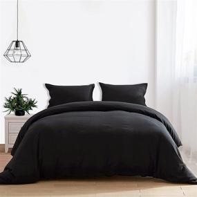 img 3 attached to 🛏️ Fityou Queen Black Duvet Cover Set: Ultra Soft Microfiber, Zipper Closure, Corner Ties - Queen Size (90x90 inches)
