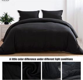 img 1 attached to 🛏️ Fityou Queen Black Duvet Cover Set: Ultra Soft Microfiber, Zipper Closure, Corner Ties - Queen Size (90x90 inches)