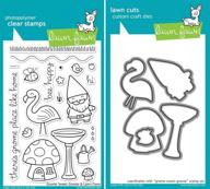 🌿 lawn fawn gnome sweet gnome clear stamp and die set - includes lf384 (stamp) & lf518 (die) - custom bundle logo