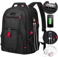 🎒 waterproof anti theft backpack with lock and usb charging port - large 17-17.3 inch laptop business backpack for travel, men, women - school, college backpack black logo