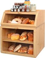 bamboo bread box - organize and store fresh baked goods with clear window and adjustable compartment by x-cosrack логотип