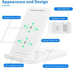 img 3 attached to 3 in 1 Wireless Charging Station for iWatch, AirPods Pro/2, Qi Fast Wireless Charger Stand for iPhone 12/11 Series/XS MAX/XS/XR/X/8/8 Plus and All Qi-Enabled Phones (White)