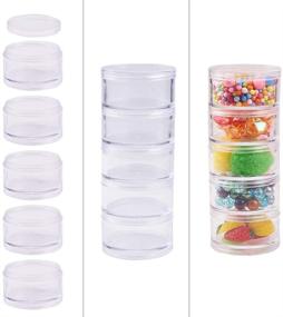 img 3 attached to 🔵 BENECREAT 15G/15ML Stackable Round Plastic Containers: Organize and Store Seed Beads, Nail Art Glitters, and Diamond Drills Effortlessly with 5 Column(5 Layer/Column) Bead Storage Jars